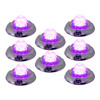 8 Pack Of 1-1/2 Inch Glass Watermelon Purple- Clear 3 Wire, 3-Hole Mount W/ Inset Chrome Bezel LED Lights By Legendary