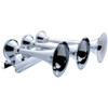 3 Trumpet Horizontal Chrome Train Horn W/ 12V Removable Electric Solenoid, Driver Side