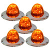 5 Pack Of 3.5 Inch Large Watermelon Style Dual Function Light W/ Flat Chrome Bezel & Amber LED/ Dark Amber Lens By Legendary