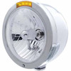 Stainless Steel Bullet Half Moon Headlight With Crystal H4 Halogen Bulb, 4 Diode Amber LED Turn Signal