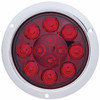 4 Inch Round Deep Dish Stop, Turn & Tail Light - 12 Red LED W/ Red Bubble Lens & Stainless Steel Bezel
