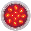 4 Inch Round Deep Dish Stop, Turn & Tail Light - 12 Red LED W/ Red Bubble Lens & Stainless Steel Bezel