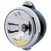 Black Steel Guide Halogen Headlight W/ 10 Amber LED Accents, Amber/Clear Dual Function Signal