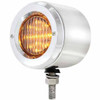 Stainless 2-1/2 Inch Double Face Flat Lights W/ Bezels - Amber & Red LED / Clear Lens