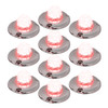 Legendary 1-1/2 Glass Watermelon Red-Clear 2 Wire Single Function Chrome Flat Bezel LED Light - 10 Pack