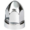 Chrome Push On 33 MM Nut Covers With Flange, Bullet Style. For Hub Piloted Wheels - 20 Pack