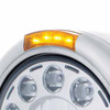 Stainless Steel Classic Half Moon 11 High Power LED Headlight With 4 Diode Amber LED Turn Signal