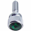 Chrome Plated Dash Screw W/ Green Gem  For Peterbilt 330, 335, 357. 378