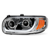 Led Chrome Projector Headlight With Led Accents, Driver Side For Peterbilt 388, 389, 567