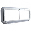 Chrome Plastic Dual Square Headlight Bezel W/O Visor - 19 Amber LED / Clear Lens