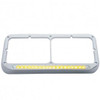 Chrome Plastic Dual Square Headlight Bezel W/O Visor - 19 Amber LED / Clear Lens