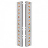 SS Front Air Cleaner Panels W/ Twenty Six 3 LED Mini Lights & Bezels - Amber LED/ Clear Lens For Peterbilt SS Front Air Cleaner Panels W/ Twenty Six 3 LED Mini Lights & Bezels - Amber LED/ Clear Lens For Peterbilt