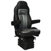 Seats Inc. Legacy Silver Seat With High Back, Std Base, Armrests, Bellows - Duraleather Black / Gray