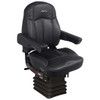 Seats Inc. Legacy Silver Seat With Mid Back, Std Base, Armrests, Bellows - Duraleather Black