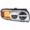 Chrome LED Headlight W/ LED Position Light Bar & Turn  For Peterbilt 388, 389 & 567 - Passenger Side