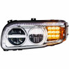 Chrome LED Headlight W/ LED Position Light Bar & Turn  For Peterbilt 388, 389 & 567 - Driver Side