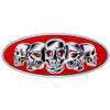 Chrome Die-Cast Red Skull Emblem - 7 7/8 X 3 1/4 Inch -  For Peterbilt