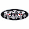 Chrome Die-Cast Black Skull Emblem - 7 7/8 X 3 1/4 Inch -  For Peterbilt