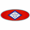 Chrome Die-Cast Arkansas Flag Oval Emblem - 7 7/8 X 3 1/4 Inch -  For Peterbilt