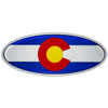 Chrome Die-Cast Colorado Flag Oval Emblem - 7 7/8 X 3 1/4 Inch -  For Peterbilt