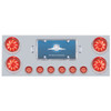 34 Inch Stainless Steel Rear Center Panel W/ Four 10-LED 4 Inch Lights, Six 9-LED 2 Inch Lights & Visors - Red LED / Flat Lens 34 Inch Stainless Steel Rear Center Panel W/ Four 10-LED 4 Inch Lights, Six 9-LED 2 Inch Lights & Visors - Red LED / Flat Lens