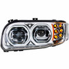 Chrome High Power 10 LED Headlight W/ 6 LED Turn & 100 LED Halo  For Peterbilt 388, 389 & 567- Driver Side