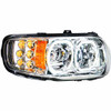 Chrome High Power 10 LED Headlight W/ 6 LED Turn & 100 LED Halo  For Peterbilt 388, 389 & 567- Passenger Side