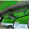 Ez Pete Flat Top Header Trim Panel Set With Black Back Panel, Lime Time Green Buttons And Lime Single Stitch Thread For Peterbilt 389