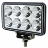 8 High Power LED Rectangular Work Light With Chrome Reflector & Black Aluminum Housing