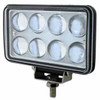 8 High Power LED Rectangular Work Light W/ Projector Lens & Black Aluminum Housing