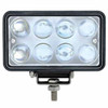 8 High Power LED Rectangular Work Light W/ Projector Lens & Black Aluminum Housing