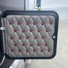 Ez Pete Utility/Cargo Door Cover With Cashmere Cream Back Panel, Hollywood Gold Buttons And Dark Brown Double Stitch Thread For Peterbilt 389