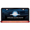 Black License Plate Frame W/19 Led 12 Inch Reflector Light Bar - Red Led/ Red Lens