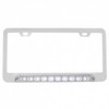 Chrome License Plate Frame W/10 LED 9 Inch Light Bar - White LED / Clear Lens