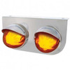 Stainless Steel Light Bracket W/ 2 Watermelon 9 LED Dual Function Glo Light & Visors - Amber LED/ Amber Lens