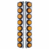 Stainless Steel Front Air Cleaner Bracket W/ 8 X 9 Round 2 Inch LEDs & Rubber Grommets - Amber LED / Amber Lens -  For Peterbilt 378, 379 - Pair