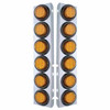 Stainless Steel Front Air Cleaner Bracket W/ 2 Inch Round Lights & Rubber Grommets - Amber LED / Amber Lens -  For Peterbilt 378, 379 - Pair