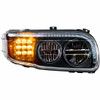 Blackout LED Headlight W/ LED Position Light Bar & Turn  For Peterbilt 388, 389 & 567 - Passenger Side