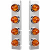 SS Front Air Cleaner Bracket W/ 8 LED 2 Inch Beehive Lights & Bezels - Amber LED / Amber Lens  For Peterbilt 378, 379