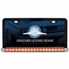 Black License Plate Frame W/19 Led 12 Inch Reflector Light Bar - Red Led/ Clear Lens