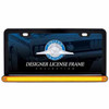 Black License Plate Frame W/24 Led 12 Inch Glo-Light Bar - Amber Led/ Amber Lens