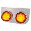 SS Light Bracket W/ Two 9 LED Dual Function GLO Style Watermelon Lights - Amber LED / Amber Lens