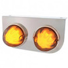 SS Light Bracket W/ Two 9 LED Dual Function GLO Style Watermelon Lights - Amber LED / Clear Lens