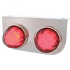 SS Light Bracket W/ Two 9 LED Dual Function GLO Style Watermelon Lights - Red LED / Clear Lens