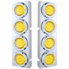 Ss Front Air Cleaner Bracket W/ 8X 9 LED 2 Inch Reflector Lights & Bezels - Amber Led/ Amber Lens - Pair