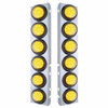Ss Front Air Cleaner Bracket W/ 12X 9 LED 2 Inch Reflector Lights & Rubber Grommet - Amber LED / Amber Lens - Pair For Peterbilt 378, 379