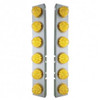 Ss Front Air Cleaner Bracket W/ 12X 17 LED Reflector Lights & Bezels - Amber Led/ Amber Lens - Pair For Peterbilt 378, 379