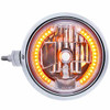 Chrome Guide 682C Style Headlight Assembly With Crystal Lens And 34 LED Position Light Driver Side Horizontal Mount