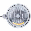 SS Guide 682C Style Headlight Assembly With Crystal Lens And 10 LED Position Light Driver Side Horizontal Mount