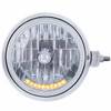 Chrome Guide 682C Style Headlight Assembly With Crystal Lens And 10 LED Position Light Passenger Side Horizontal Mount